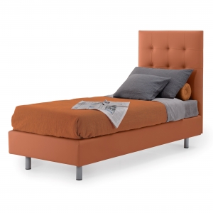 Letto imbottito TIRANTI e RIQUADRI - Tangerine - Img 1